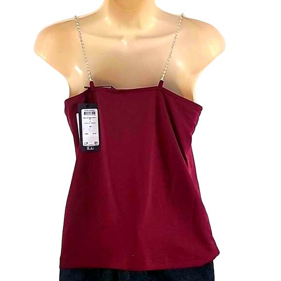 NWOT Vero Moda Women’s Fig Purple Tank Top w/ Crystal Spaghetti Straps Size XS - Picture 3 of 9